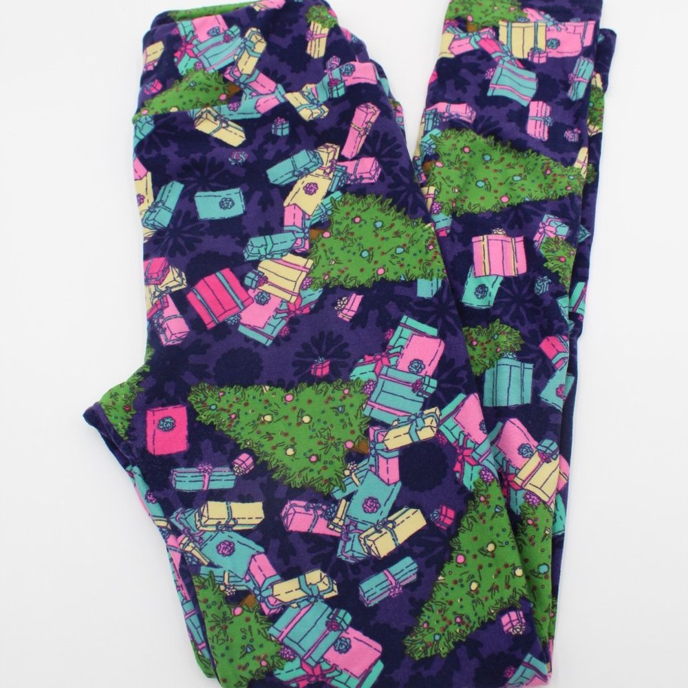 LuLaRoe Leggings One Size OS Buttery Soft & Comfy Purple W/ Colorful Gift Boxes